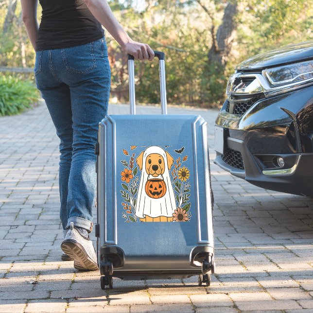 Halloween Golden Retriever Flowers (Suitcase Insitu)