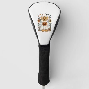 Halloween Golden Retriever Flowers Golf Head Cover