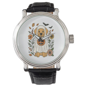 Halloween Golden Retriever Flowers Watch