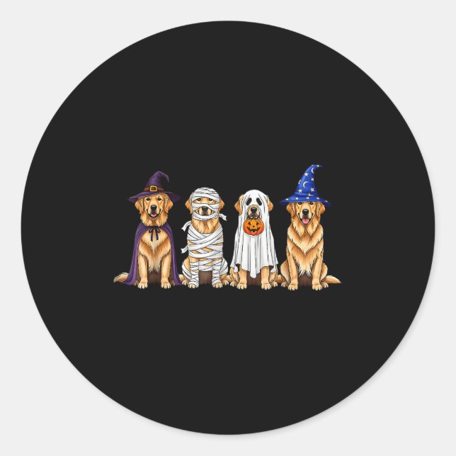 Halloween Golden Retriever Ghost Soky Dog Lovers D Classic Round Sticker (Front)