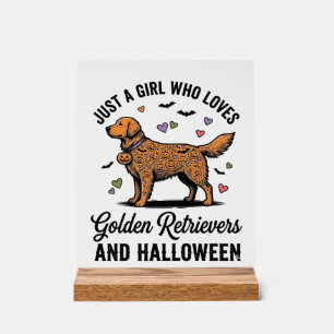 Halloween Golden Retriever Girl Dog Mum Vintage Ar Acrylic Sign