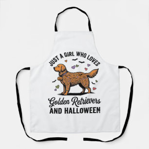 Halloween Golden Retriever Girl Dog Mum Vintage Ar Apron