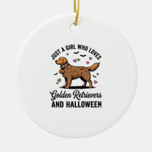 Halloween Golden Retriever Girl Dog Mum Vintage Ar Ceramic Tree Decoration