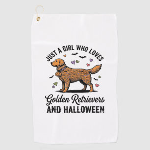 Halloween Golden Retriever Girl Dog Mum Vintage Ar Golf Towel