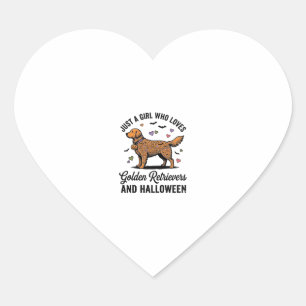 Halloween Golden Retriever Girl Dog Mum Vintage Ar Heart Sticker