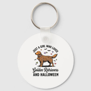 Halloween Golden Retriever Girl Dog Mum Vintage Ar Key Ring