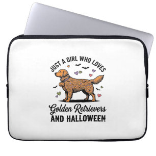 Halloween Golden Retriever Girl Dog Mum Vintage Ar Laptop Sleeve