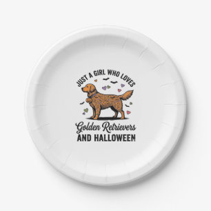 Halloween Golden Retriever Girl Dog Mum Vintage Ar Paper Plate