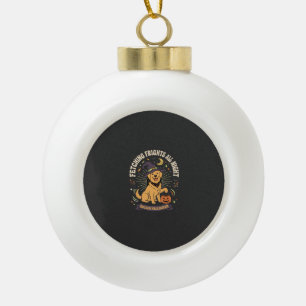 Halloween Golden Retriever Pumpkin Mischief Ceramic Ball Christmas Ornament