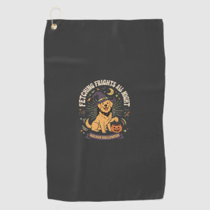 Halloween Golden Retriever Pumpkin Mischief Golf Towel