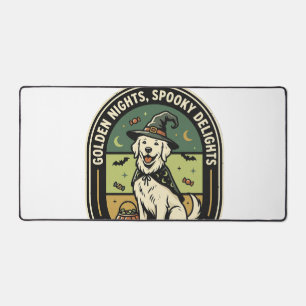 Halloween Golden Retriever Spooky Night Club Desk Mat