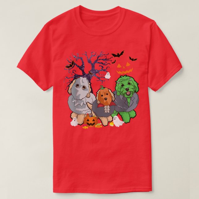 Halloween Goldendoodle Dog Witch Scary Halloween C T-Shirt (Design Front)