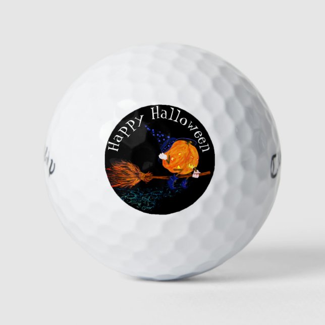 Halloween Golf Balls Gift Funny Witch Pumpkin (Front)
