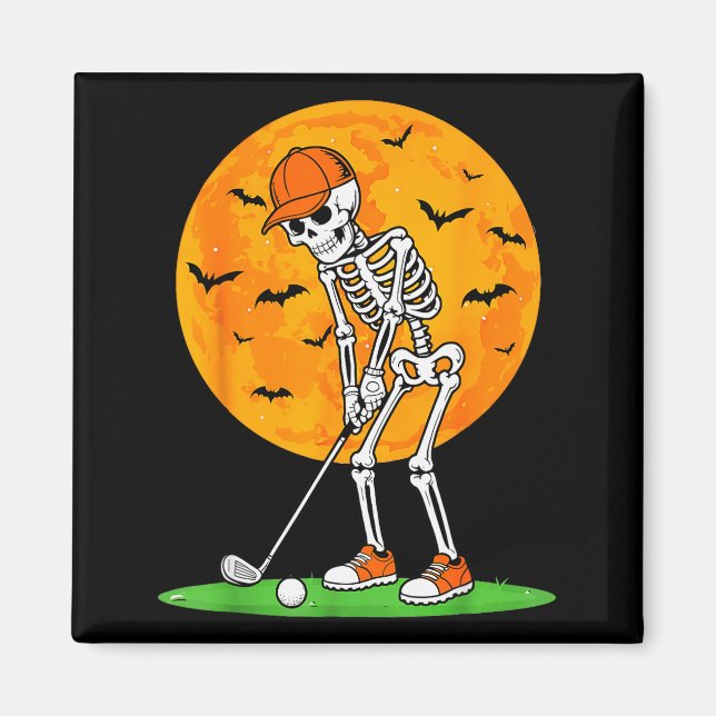Halloween Golf Skeleton Soky Golfer Halloween Golf Magnet (Front)