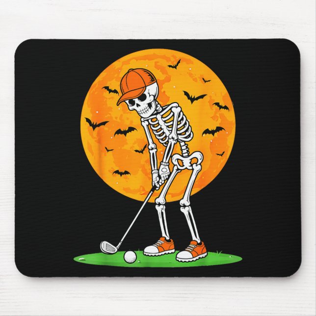 Halloween Golf Skeleton Soky Golfer Halloween Golf Mouse Mat (Front)