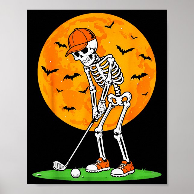 Halloween Golf Skeleton Soky Golfer Halloween Golf Poster (Front)