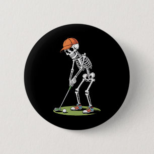 Halloween Golfer Golf Player Skeleton Golf Funny M 6 Cm Round Badge