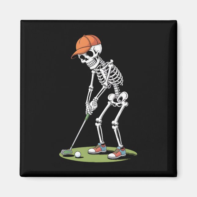 Halloween Golfer Golf Player Skeleton Golf Funny M Magnet (Front)