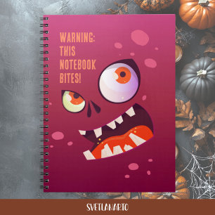 Halloween Goofy Eyed Zombie Face Spiral Notebook