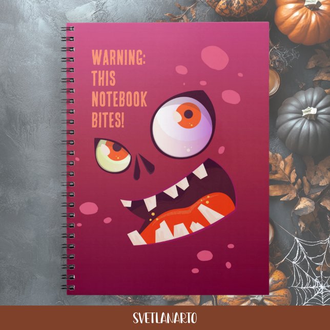 Halloween Goofy Eyed Zombie Face Spiral Notebook (Frontal view)