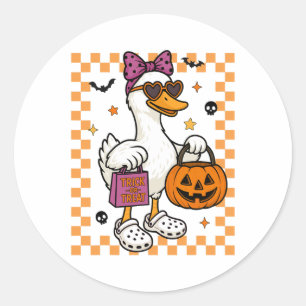 Halloween Goose Ghost Bow Coquette Trick Or Treat Classic Round Sticker
