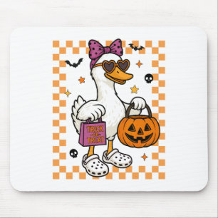 Halloween Goose Ghost Bow Coquette Trick Or Treat Mouse Mat