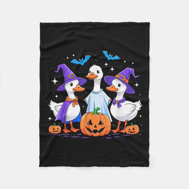Halloween Goose Ghost Pumpkin Witch Costume Soky F Fleece Blanket (Front)