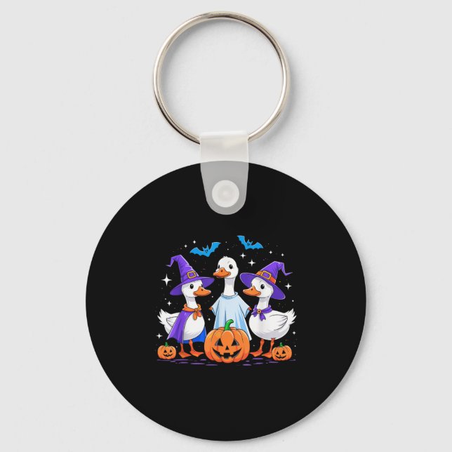 Halloween Goose Ghost Pumpkin Witch Costume Soky F Key Ring (Front)