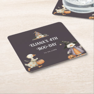 Halloween Goose Grey Kids Birthday Costume Party Square Paper Coaster