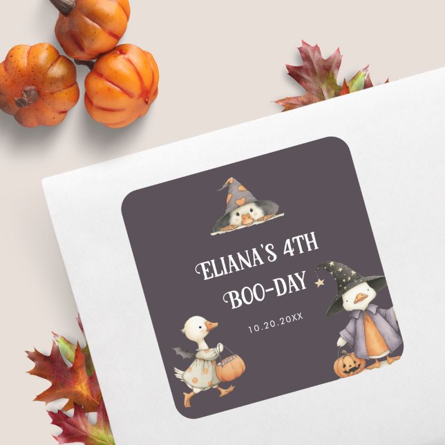 Halloween Goose Grey Kids Birthday Costume Party  Square Sticker (Creator Uploaded)