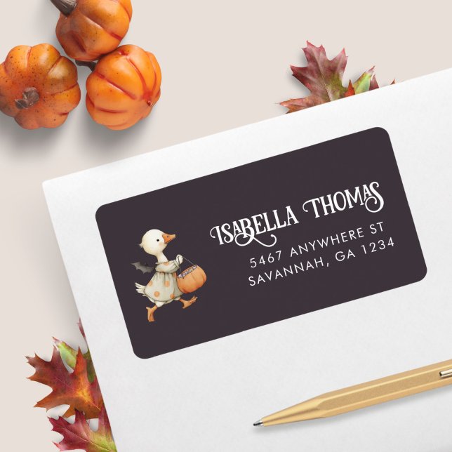 Halloween Goose Grey Kids Birthday Return Address Label (Creator Uploaded)