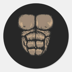 Halloween Gorilla Chest Costume Cute Monkey Muscle Classic Round Sticker