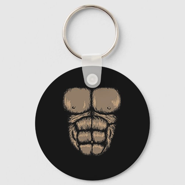 Halloween Gorilla Chest Costume Cute Monkey Muscle Key Ring (Front)