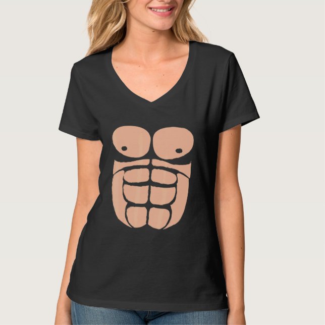 Halloween Gorilla Chest Costume Sixpack Monkey T-Shirt (Front)