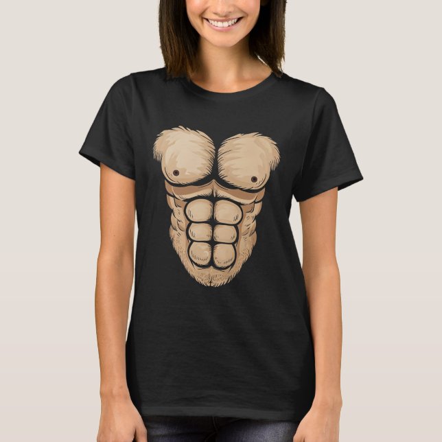 Halloween Gorilla Monkey Belly Chest Costume Men B T-Shirt (Front)