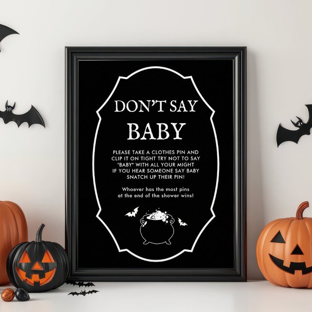 Halloween Goth Baby Shower Don't Say Baby Game Poster (Creator Uploaded)