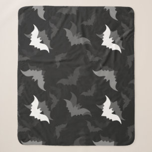 halloween goth black bats sherpa blanket