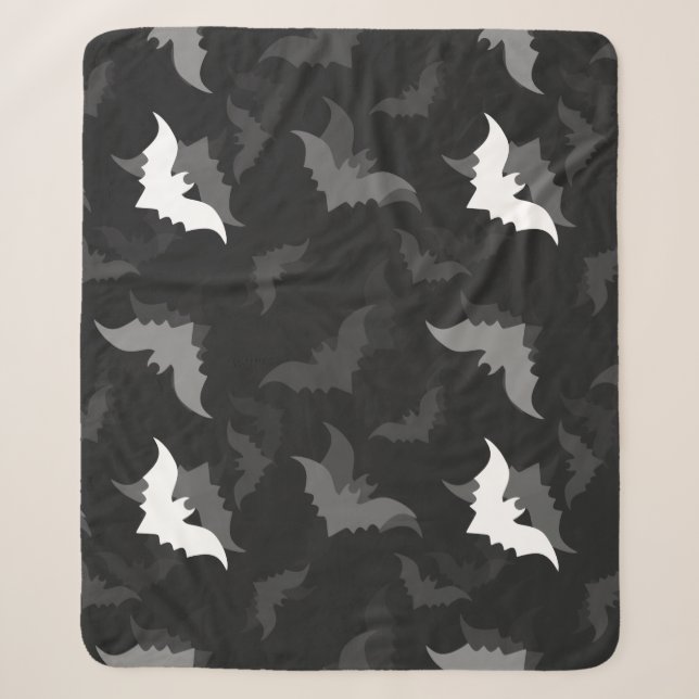 halloween goth black bats sherpa blanket (Front)