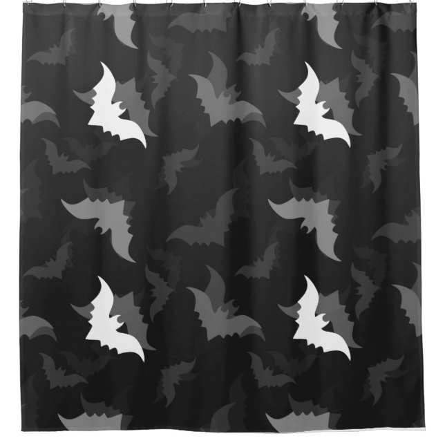 halloween goth black bats shower curtain (Front)