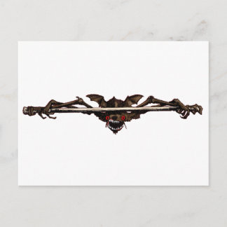 Halloween Goth Brown Vampire Bat on Bone Postcard