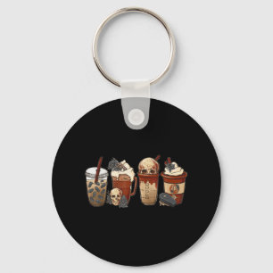 Halloween Goth girl coffee pumpkin spice latte ice Key Ring