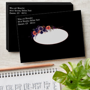 Halloween Goth Purple Black Crimson Wedding Envelope
