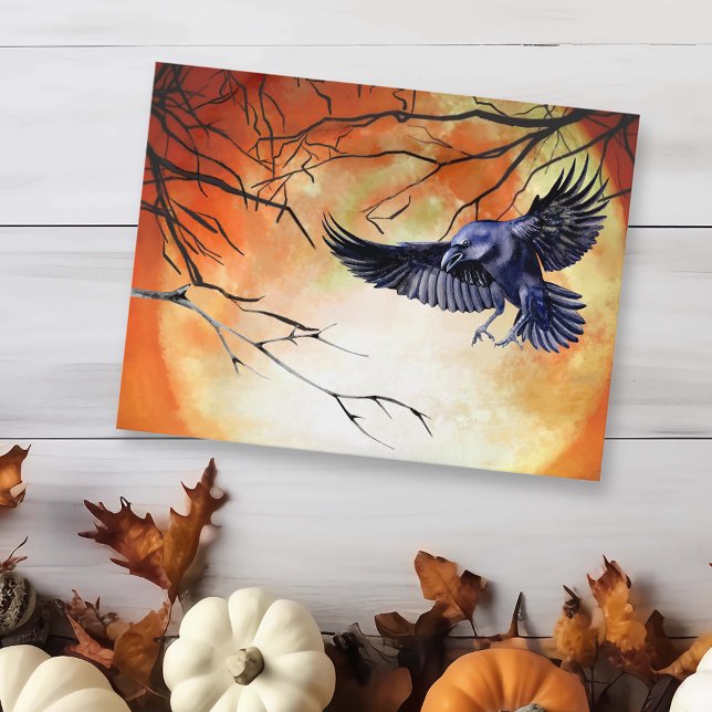  Halloween Goth Raven Crow Moon Scene Postcard (Creator Uploaded)