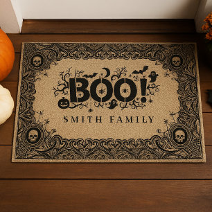 Halloween Gothic Boo with Custom Family Name  Doormat