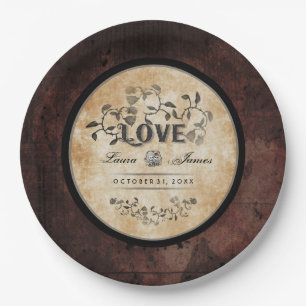 Halloween Gothic Brown LOVE Matching Wedding Plate