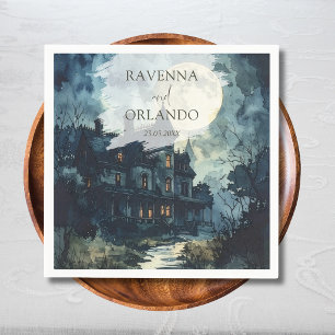 Halloween Gothic Castle Moon Wedding Napkin