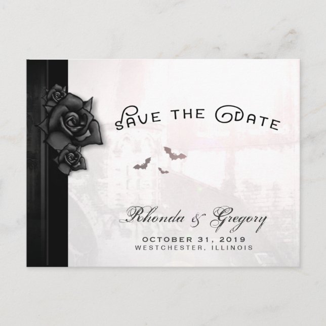 Halloween Gothic Elegant Bats Matching PostCard (Front)