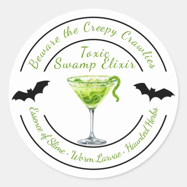 Halloween Gothic | Haunted Slime Drink | Spooky Gr Classic Round Sticker (Front)