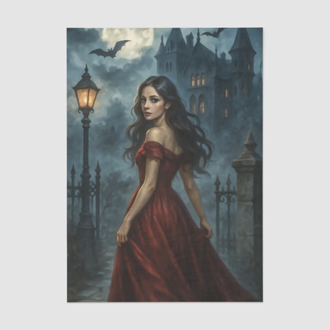 Halloween Gothic Lady Decoupage Tissue Paper (Front)