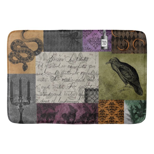 Halloween Gothic Mediaeval Spooky Apothecary Art Bath Mat (Front)